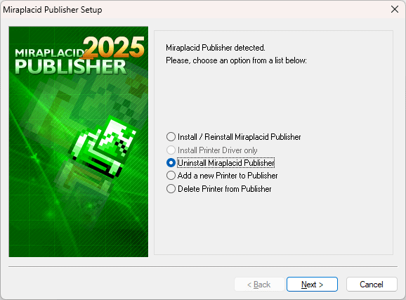 Miraplacid Publisher : Uninstallation Step 1/2